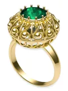 خاتم حرف يدوية فينتاج الزمرد 14 كارت من الذهب الأصفر vrc059y